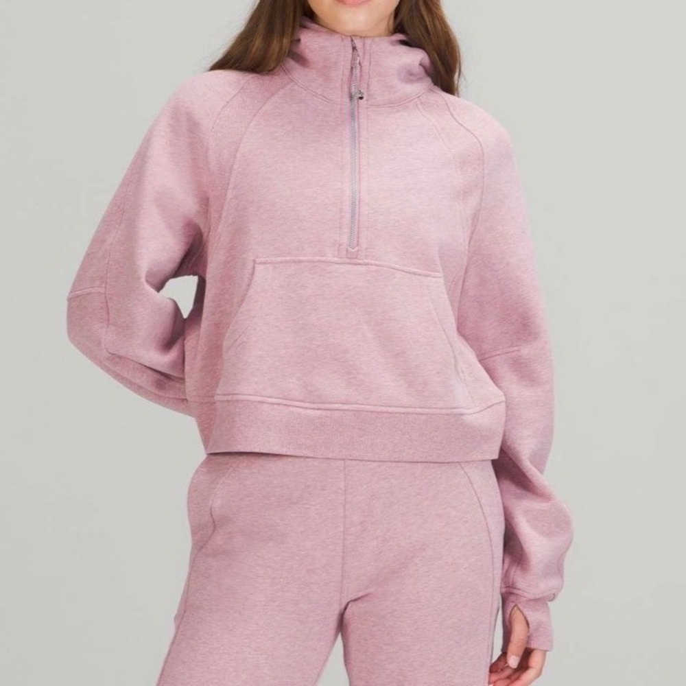 Lululemon Scuba Oversized Half-Zip Hoodie Heathered Pink Taupe - Medium / Large